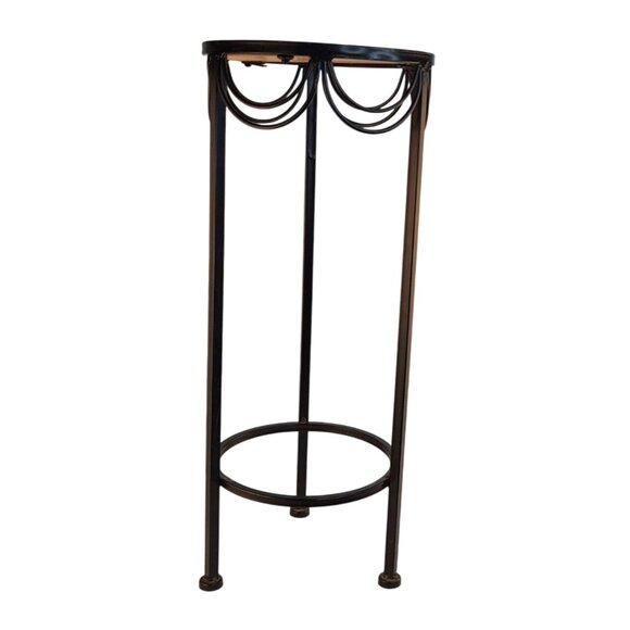 Black Metal Removable Top Plant Stand Or Side Table Base 19" Tall X 9" Diameter - Picture 1 of 12
